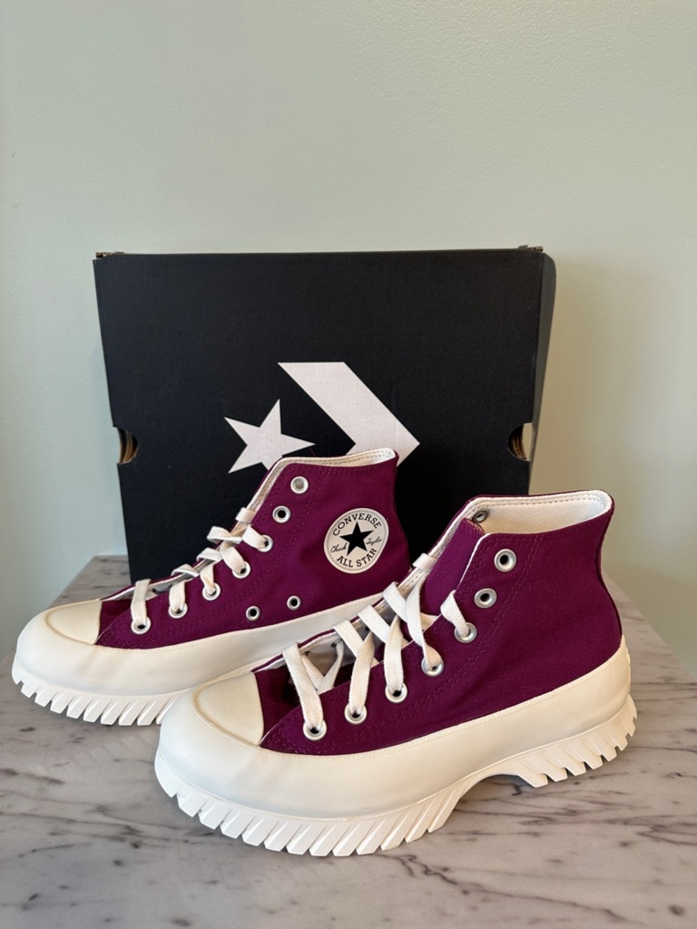 Converse CTAS Lugged 2.0 Hi Mystic Orchid Platform Sneakers W7 M5 NWB - Picture 4 of 10